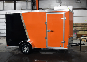 Side of orange and black trailer