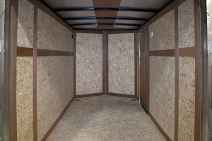 interior of silver single axle trailer