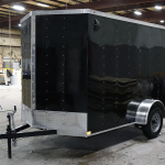 front of black single axle trailer