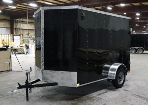 front of black single axle trailer