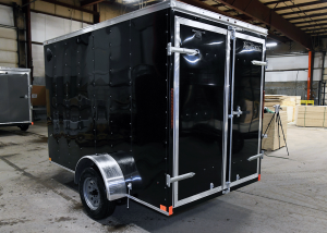 rear of black single axle trailer