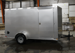 single axle silver trailer