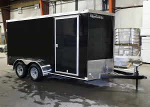 Front of black 7' x 14' Tandem Axle trailer