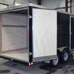 rear view of black 7' x 14' Tandem Axle trailer