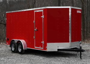 Red Loaded Car Trailer