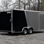 Rear of silver Loaded Car Trailer