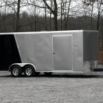 side of silver Loaded Car Trailer