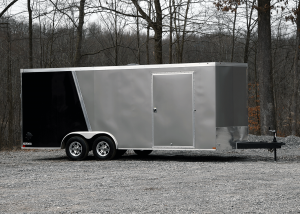 side of silver Loaded Car Trailer